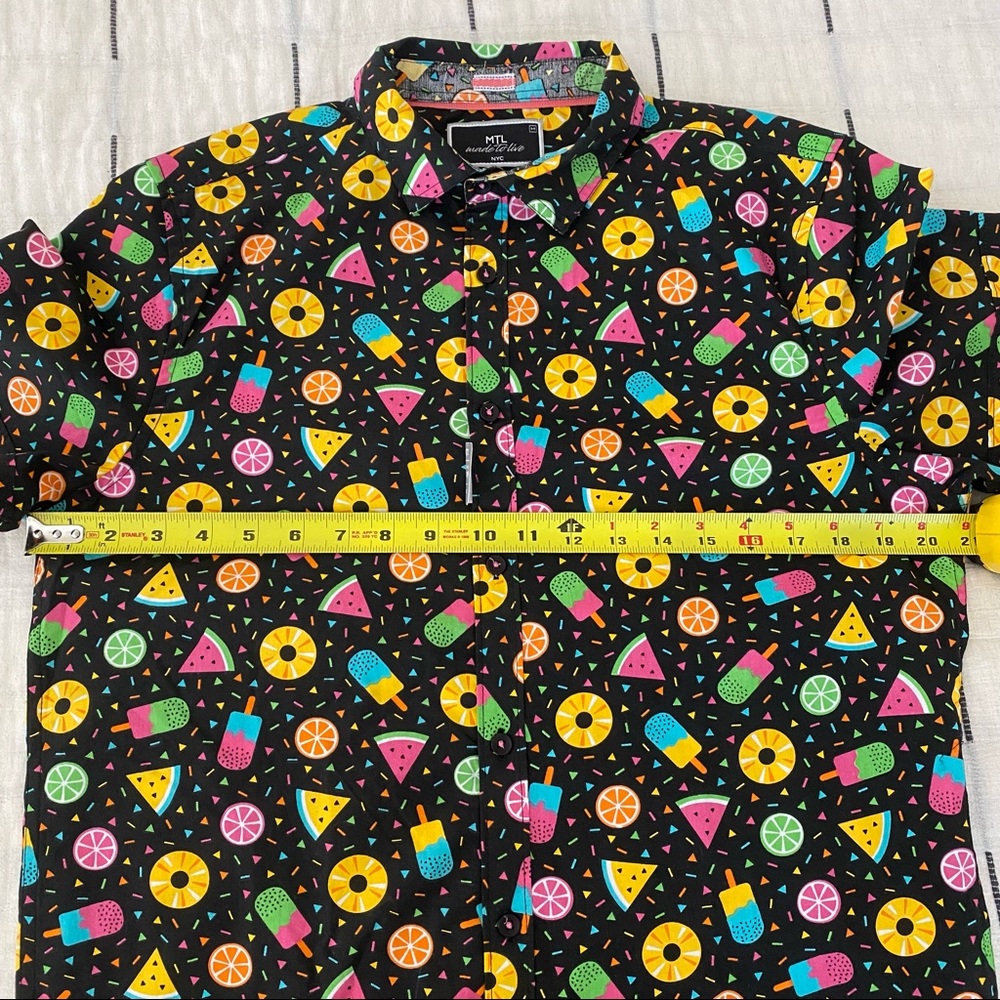 Men’s Fun Summer Print Short Sleeve Button Down Shirt - Picture 3 of 5